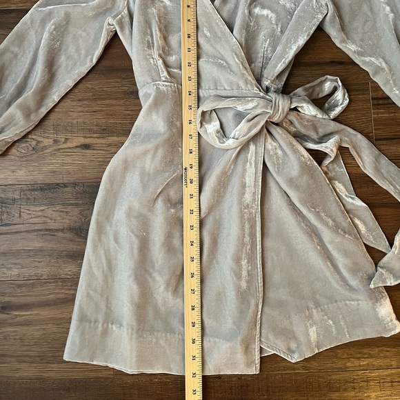 NWT J Crew Silver Velvet Wrap  Dress - Picture 9 of 9